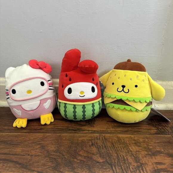 Squishmallow Sanrio Lot of 3 Hello Kitty and Friends Summer 6.5 Inch Plush New - Picture 1 of 9